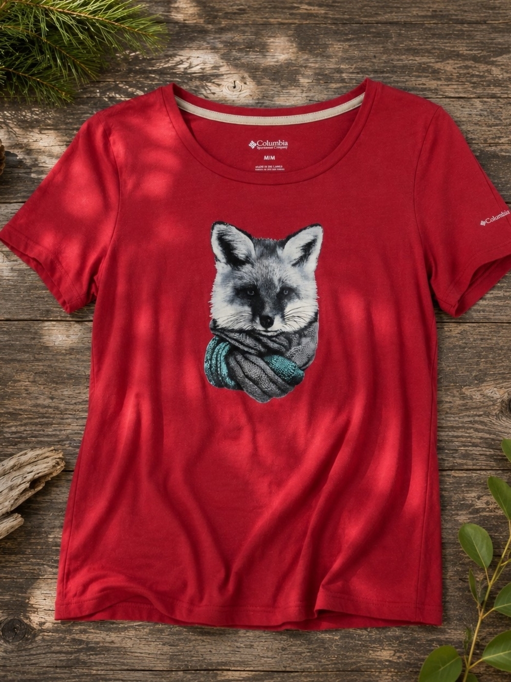 Columbia Red Fox Graphic Tee Medium Cotton Shirt